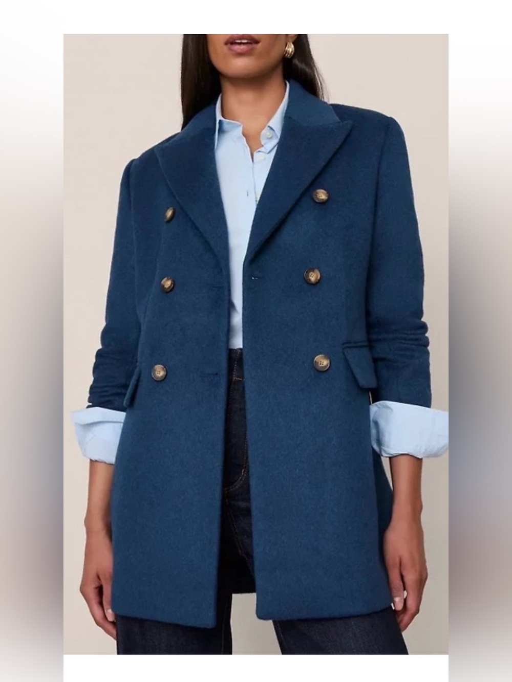 NWT Ann Taylor Double-Breasted Dark Teal Pea Coat